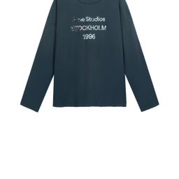 thumbnail for In-Stock Korean-Style Washed Vintage Dirty Color Logo Letter Print Double Yarn Pure Cotton Unisex Long-Sleeve T-Shirt