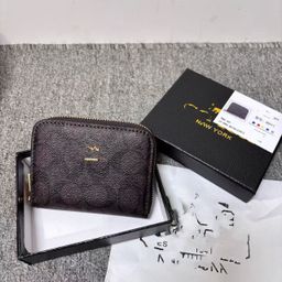 thumbnail for Wallet women's short new Korean version classic print women's zipper card bag multi-card position high-value gift box packaging