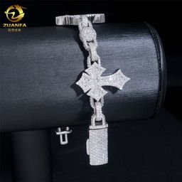thumbnail for Diamond hair new personality design cross Cuban chain bracelet 925 silver moissanite full inlay European and American foreign trade exclusive