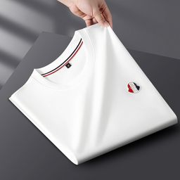 thumbnail for European Goods Light Luxury Ice-mercerized Cotton Round Neck Short-sleeved T-shirt Men's Summer Fashionable European Goods High-end Casual Half-sleeved Men