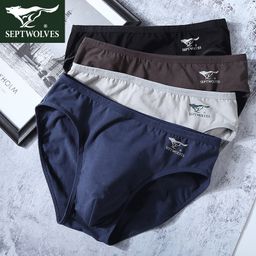 thumbnail for Genuine Septwolves 04087 Cotton Men's Mid-Waist Cotton Ammonia Narrow Briefs 2 Pairs of Boxed Pants Free Shipping
