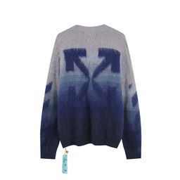thumbnail for Wholesale classic off sweater long coat ow trendy brand gradient arrow mohair sweater woolen couple outfit