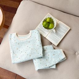 thumbnail for Children's autumn and winter class A cartoon boneless pajamas set baby cotton underwear 280g wool pull frame home wear tide