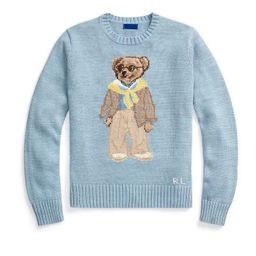 thumbnail for Autumn and Winter 2024 New American Casual Bear Pattern Heavy Industry Embroidered Crewneck Age-reducing All-match Cotton Sweater Women