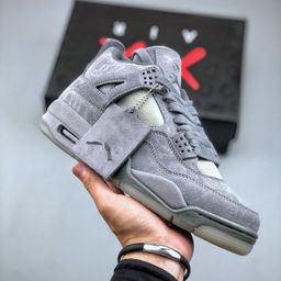 thumbnail for High-quality shoes高版本aj4麂皮灰篮球鞋男厚底气垫休闲运动鞋