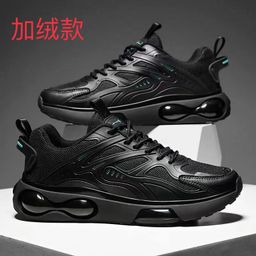 thumbnail for Cross-Border Wholesale Mesh Black Warrior Men's Shoes 2026 New Single Cotton Same Style Youth Running Sports Casual Thick-Soled Shoes