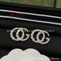 thumbnail for Vintage diamond-encrusted letter earrings, fairies, European and American fashion, Internet celebrity studs, interlocking earrings, G-shaped personality, medieval earrings, trends