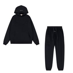 thumbnail for Foreign trade European and American fashion brand ESS fog three-dimensional letters classic autumn and winter fleece-lined men's and women's loose hooded sweater tide