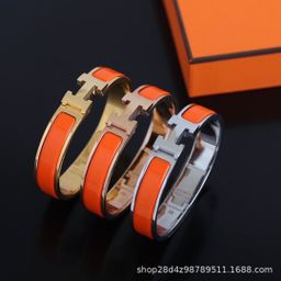 thumbnail for Hermes H Bracelet High Version Black Warrior Enamel Bracelet Men&#039s Pure Black Bracelet Frosted Buckle Couple Bracelet