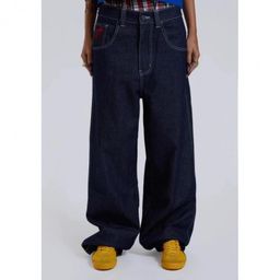 thumbnail for Jaded London Union Jack Print Embroidered Offset Oversized Loose Wide-Leg Straight Denim Pants for Women Summer