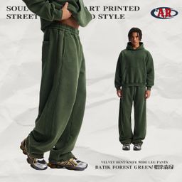 thumbnail for 2026 Fall/Winter New Fleece Thickened Fried Snowflake Men's Slacks Wash and Old Scimitar Wide-leg Men's and Women's Pants