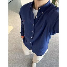 thumbnail for Raff Rl Embroidered Pony Casual Shirt Long-Sleeved Business Slim Shirt Men's and Women's Sun Protection Linen Shirt