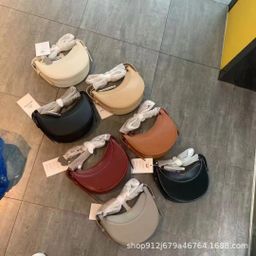 thumbnail for Cross-border French niche shoulder crossbody bag, polene Paris crescent bag, leather women's bag, armpit bag, saddle bag