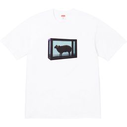 thumbnail for 24ss RECORDS camiseta americana retrô de manga curta de rua alta, tops americanos da moda para homens e mulheres, camiseta patchwork