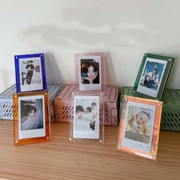 thumbnail for Modern cross-border three-inch photo frame acrylic table transparent laser 3-inch photo card display frame strong magnet