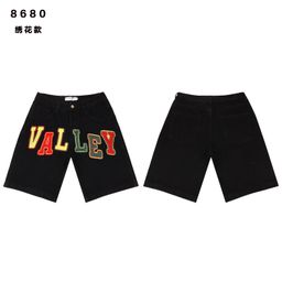 thumbnail for Cross-border American fashion brand Vale washed distressed printed short-sleeved denim shorts loose street fashion T-shirts for men and women