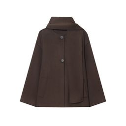 thumbnail for 2025秋季新款女装 欧美风时尚简约宽松百搭围巾短款大衣外套