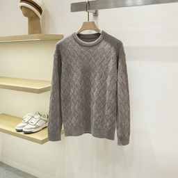 thumbnail for [BV version] soft and smooth high-weight wool blend crew neck men's fall and winter business casual rhombus knit