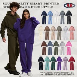 thumbnail for 2026 Fall/Winter New Loose Plush Trendy Sweatshirt Men's Oversize Hooded Trendy Men's Sweatshirt Suit