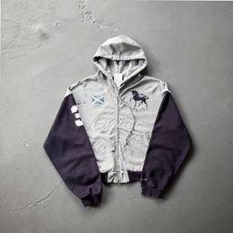 thumbnail for High Quality GRALIZ PROJECT G R 25SS New Skull Patchwork Washed Distressed Ripped Zip Jacket