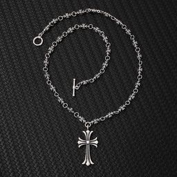 thumbnail for European and American Cross Necklace Jewelry Punk Men's and Women's Retro Necklace Personality Casting Crostar Pendant Pendant