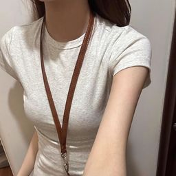 thumbnail for Basic straight shoulder short-sleeved women's summer slim hot girl base with a simple slimming top and a crew neck gray T-shirt