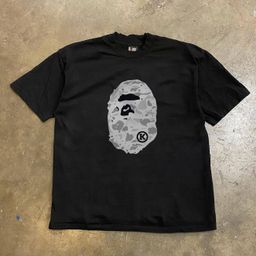 thumbnail for 250g Heavyweight Pure Cotton! American oversized camouflage head print couple loose short-sleeve T-shirt for men Y2K
