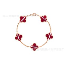 thumbnail for V Gold Four-leaf Clover Lucky Grass Five-flower Bracelet for Men and Women 18k Agate Bei Mu Seiko Pair Edition Thick Real Gold Electroplating