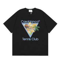 thumbnail for Cross-border 2024 Spring/Summer New Casablanca Casablanca LOGO Print Men's and Women's Loose Short Sleeve T-Shirts