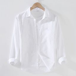 thumbnail for Spring and Autumn Lapel Long Sleeve Linen Shirt Men&#039s Japanese Style Loose Fashion Casual White Shirt Cotton Linen Shirt Jacket