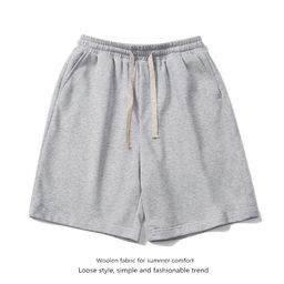 thumbnail for sweatpants solid color shorts men's summer plus size straight black loose knit men's running basketball pants