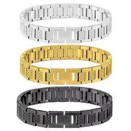 thumbnail for With packaging cross-border engravable crocodile stainless steel magnet bracelet for men versatile strap bracelet 18k gold does not fade