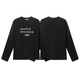 thumbnail for Trendy brand washed, worn, distressed, letter-printed high-street long-sleeve loose men's and women's couple's cross-border T-shirt