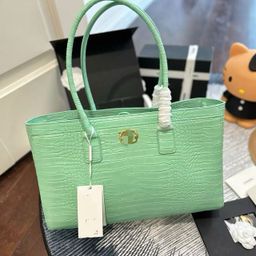 thumbnail for 26s Cerf crocodile print lychee tote women's bag, cowhide platinum, large capacity handbag, bestseller