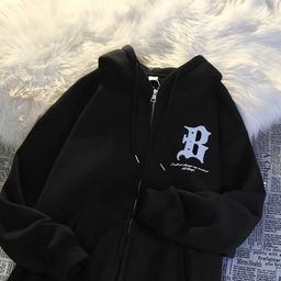 thumbnail for Moletom masculino americano de rua 2025 primavera novo retro moletom com capuz jovem marca na moda jaqueta casual solta.