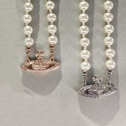 thumbnail for Queen Mother of the West classic pearl Saturn clavicle necklace bracelet European and American punk personality versatile sweater chain