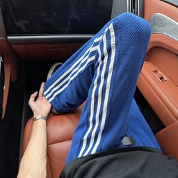 thumbnail for Klein Blue Dragon Scale Pattern Three-Stripe Casual Pants for Men, Summer Thin Breathable Cleanfit Straight-Leg Sports Pants