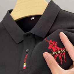 thumbnail for Business Foreign Trade 2025 New Summer Men&#039s Short-sleeved T-shirt Embroidered plus size POLO Shirt Young and Middle-aged Solid Color Top