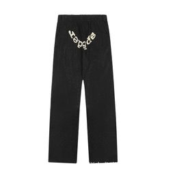 thumbnail for Cross-border trendy brand Sp5de spider web letter full hot rhinestone hooded sweatshirt men's and women's high street trousers casual suit