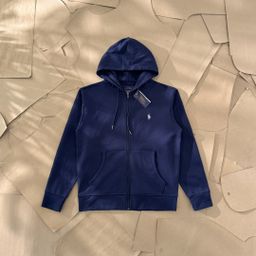 thumbnail for Cross-border 13-color Pony Mark embroidered ruff RL zipper basic trendy hooded sweatshirt for men and women, solid color cardigan
