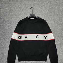 thumbnail for French luxury GV home high-quality wool sweater ins explosion stripe stitching contrast color simple all-match sweater