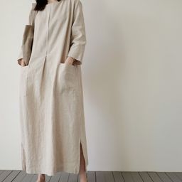 thumbnail for Korean chic cotton and linen dress women's mid-length Korean version loose large size fashion large pocket linen casual skirt