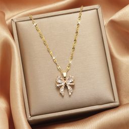 thumbnail for Japanese and Korean style titanium steel necklace women's light luxury niche design high-end sense of versatile clavicle chain love pendant jewelry wholesale