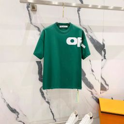 thumbnail for 2025 cross-border spring and summer new OW front and back panel creative letter LOGO print round neck pullover short sleeves couple wide