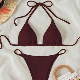 thumbnail for Amazon Lace-Up Bikini Swimsuit for Women 2026 New European and American Sexy Beach Bikini Hot Spring Swimwear