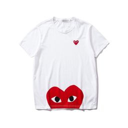 thumbnail for The correct version of the star with the same style Kawajiu Chao brand pla love embroidery short-sleeved pure cotton red heart eyes couple outfit T-shirt y