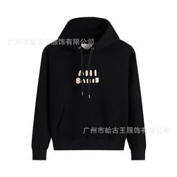 thumbnail for AMI ANCIENT jaqueta de letras em lápis tecida outono e inverno moletom com capuz de manga comprida masculino e feminino casual solto tops