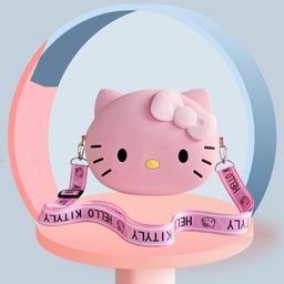 thumbnail for 2025 New Silicone Bag Cartoon Mobile Phone Bag Mini Shoulder Hello Kitty Cat Head Shoulder Bag Kids Coin Purse Wholesale