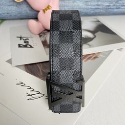 thumbnail for Classic men's unicorn grid smooth buckle fashion young people trend belt black flower black buckle business belt with high appearance