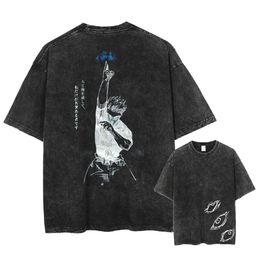 thumbnail for Gojo Satoru Jujutsu Kaisen T-shirt men's and women's T-shirts washed cotton T-shirt clothing summer short sleeves over